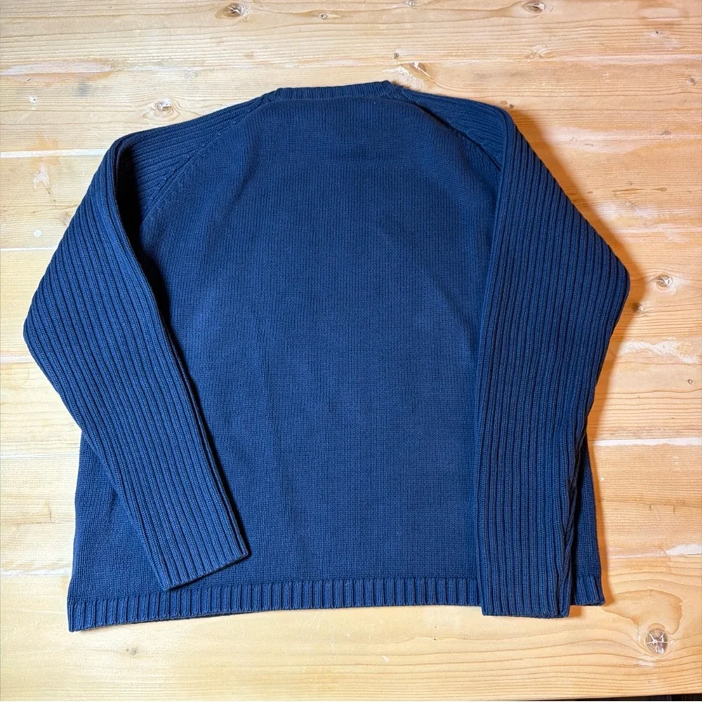 Royal Robbins Mens‎ Navy Blue 100% Cotton Ribbed Raglan Crew Neck Sweater Large